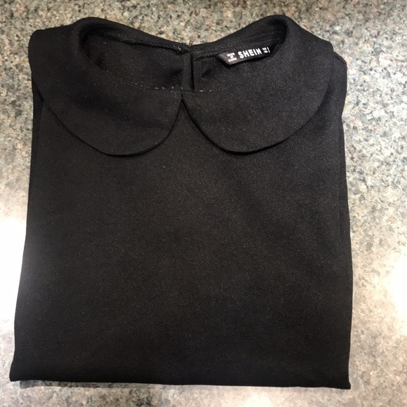 Black Shein size small blouse with scallop yolk - Picture 8 of 8